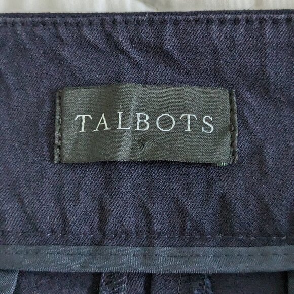 Talbots Chatham Cropped Pants Size 8 Navy Blue Side-Zip Ankle Vents Faux-Pockets - Picture 4 of 15